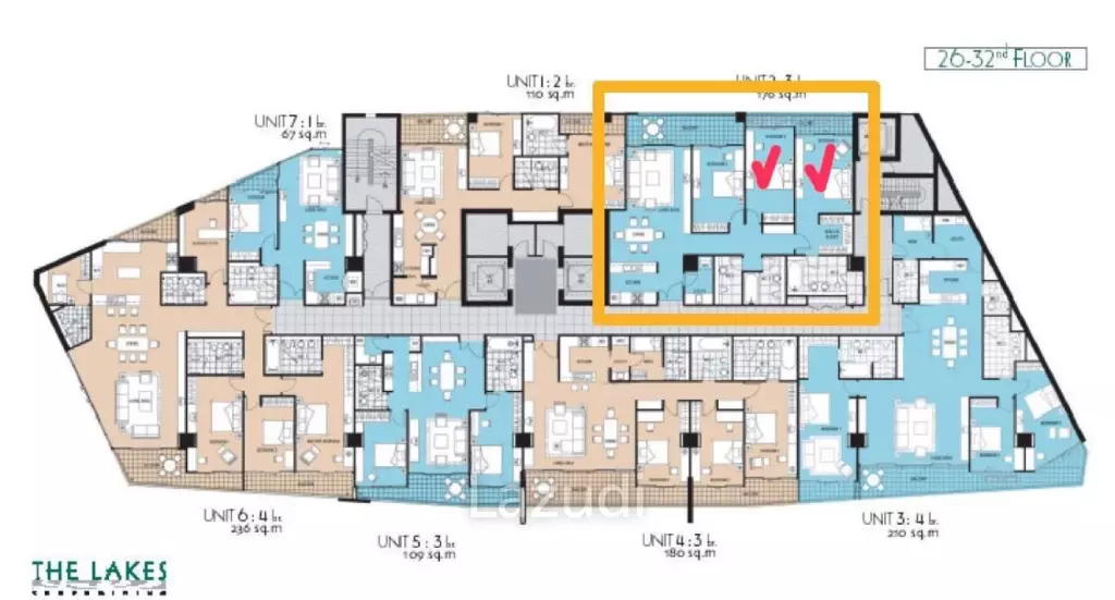 2 Bedroom 2 Bathroom 176 SQ.M The Lakes Condominium