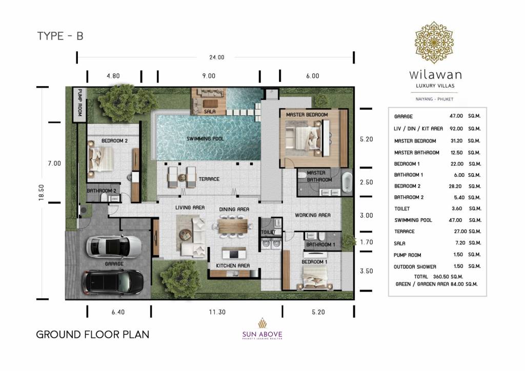 3 Bed 4 Bath 360 SQ.M Wilawan Luxury Villas