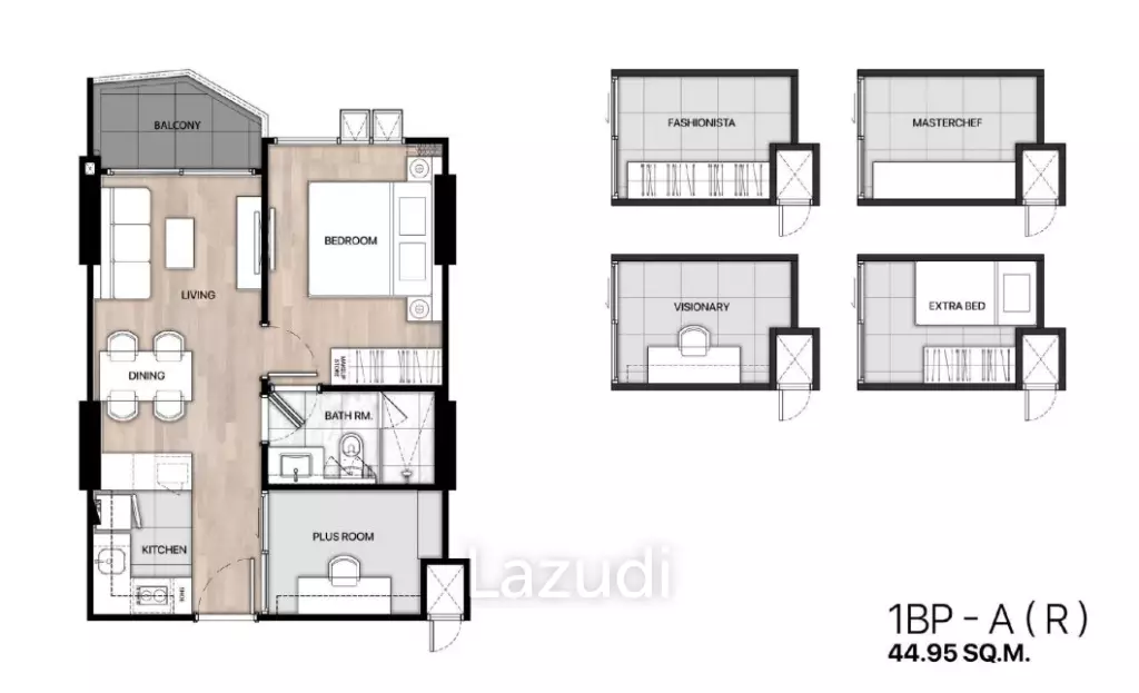 1 Bed Plus 1 Bath 44.30 SQ.M The Astra Sky River