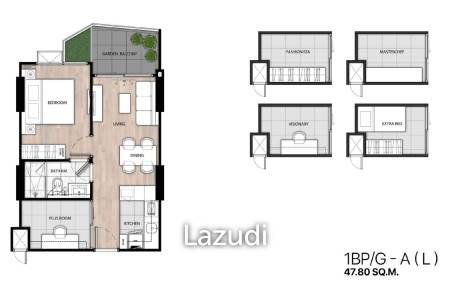 1 Bed Plus Garden 1 Bath 47.82 SQ.M The Astra Sky River