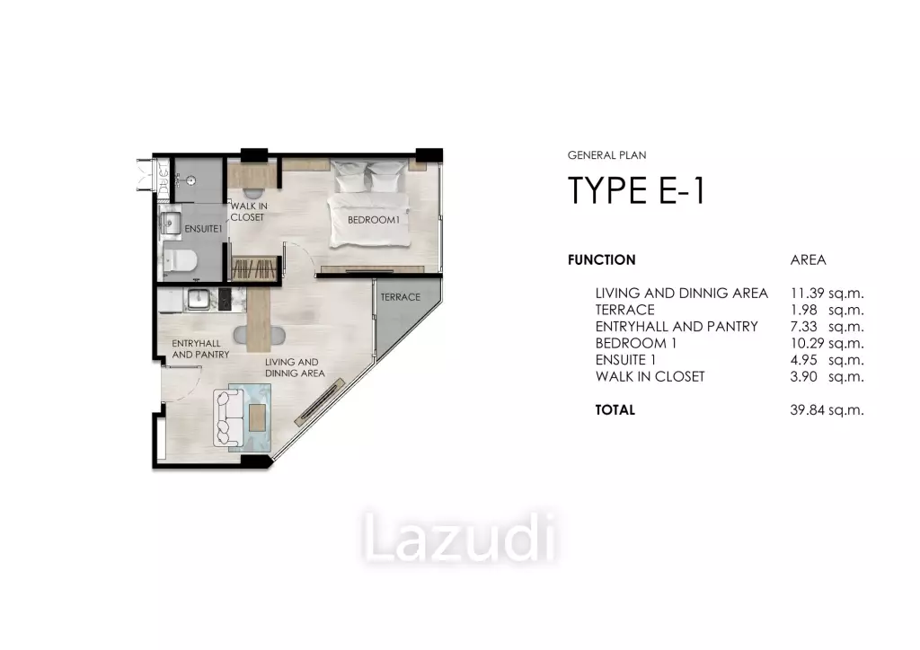 1 Bed 1 Bath 39.84 SQ.M The One Naiharn