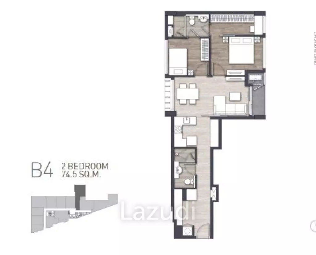 2 Bed 2 Bath 58.06 SQ.M Craft Ploenchit