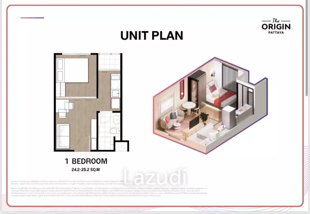 1 Bed 1 Bath 24 SQ.M The Origin Pattaya