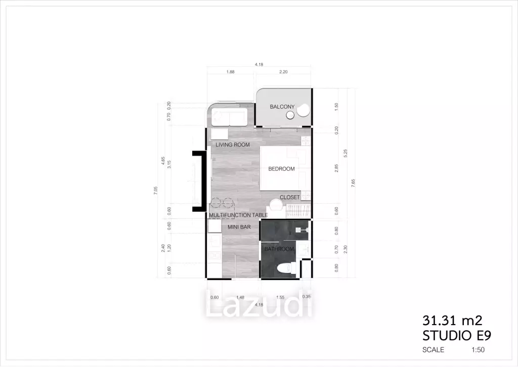 Studio 1 Bath 31.31 SQ.M Albar Peninsular Condominiums