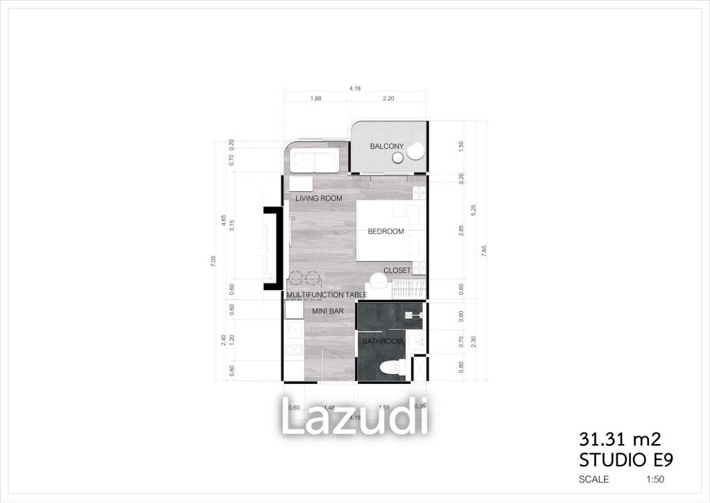 Studio 1 Bath 31.31 SQ.M Albar Peninsular Condominiums