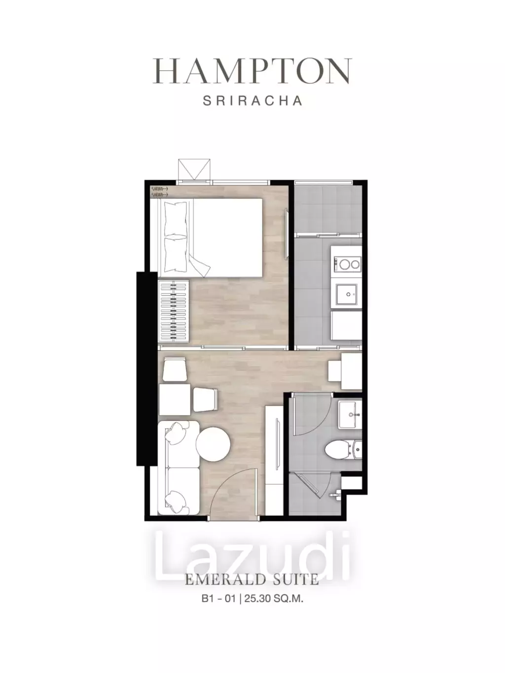 1 Bed 1 Bath 25.9 SQ.M Hampton Sriracha