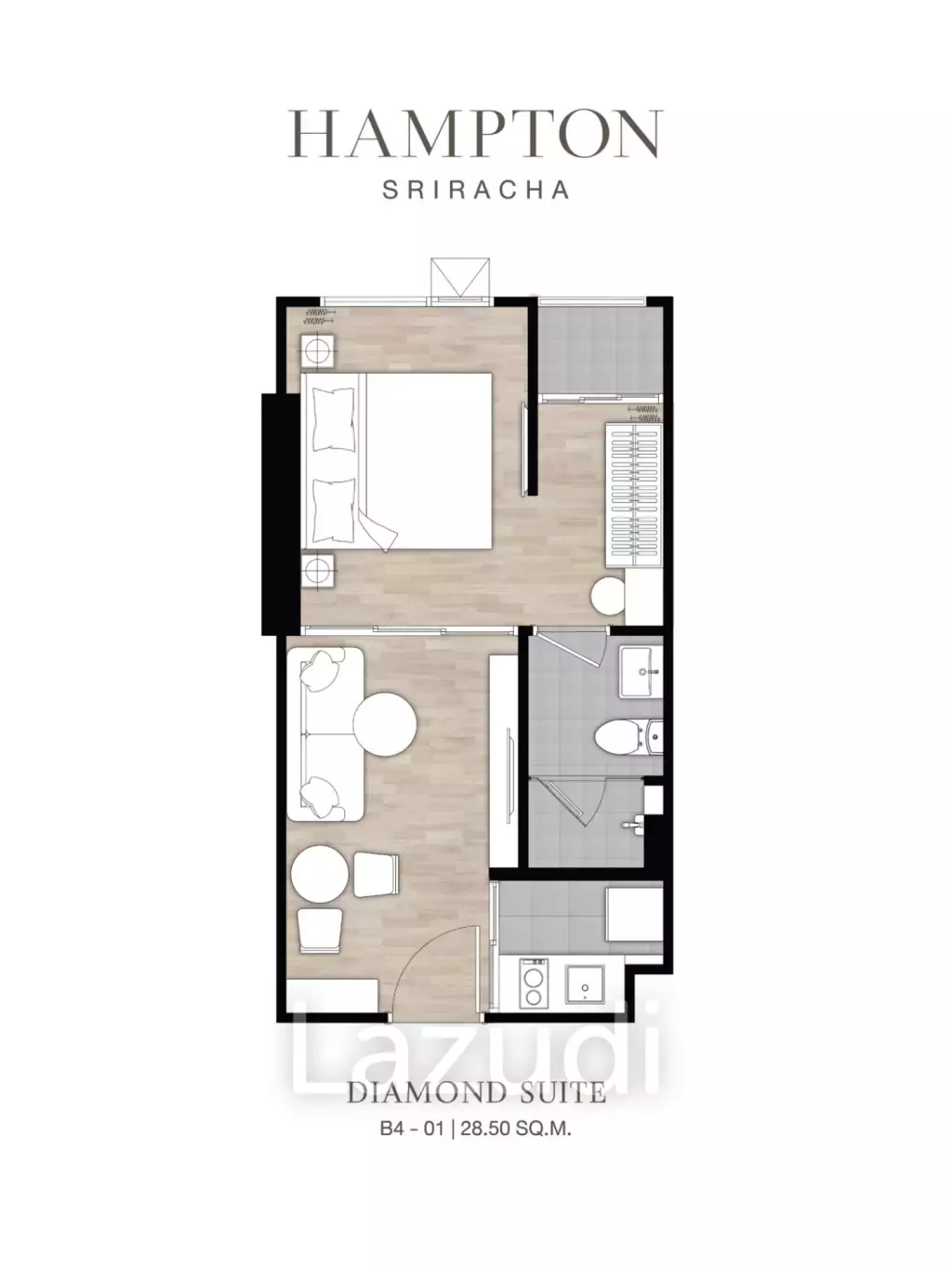 1 Bed 1 Bath 25.89 SQ.M Hampton Sriracha