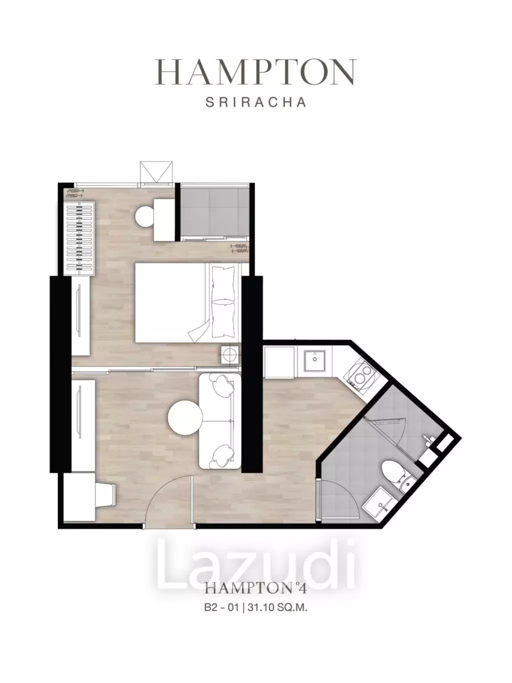 1 Bed 1 Bath 33.08 SQ.M Hampton Sriracha