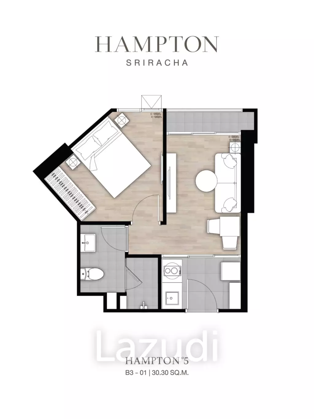 1 Bed 1 Bath 32.92 SQ.M Hampton Sriracha