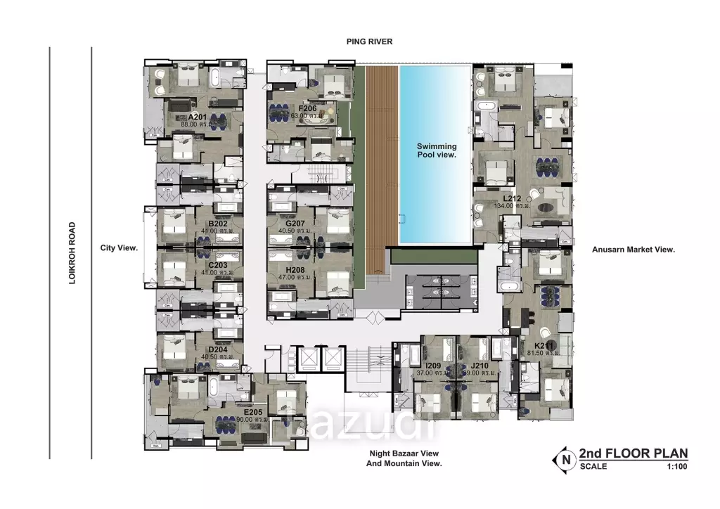 2 Bed 2 Bath 87.24 SQ.M The Erawan Condo