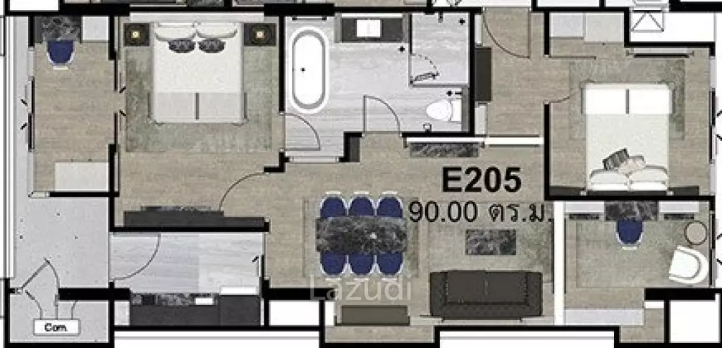 2 Bed 2 Bath 87.24 SQ.M The Erawan Condo