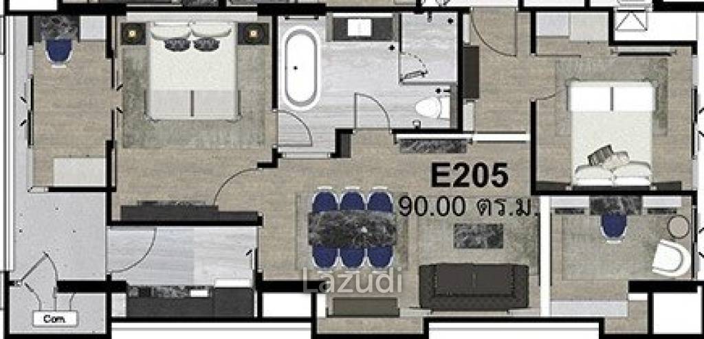 2 Bed 2 Bath 87.24 SQ.M The Erawan Condo