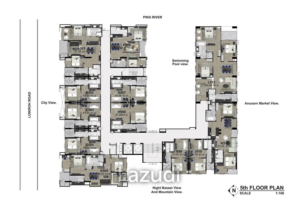 1 Bed 1 Bath 40.17 SQ.M The Erawan Condo