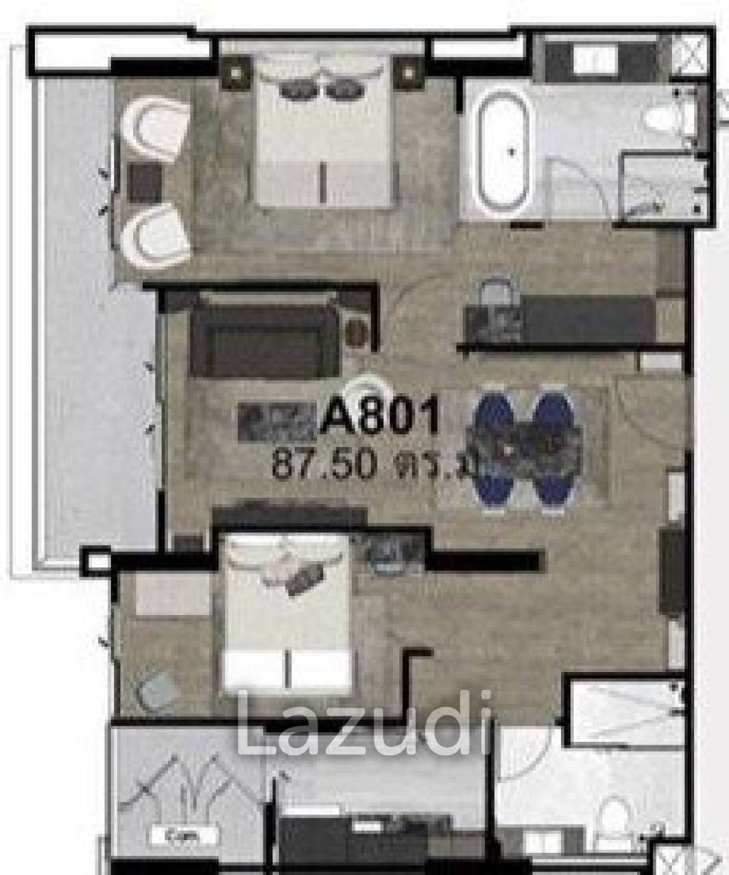 2 Bed 2 Bath 85.57 SQ.M The Erawan Condo