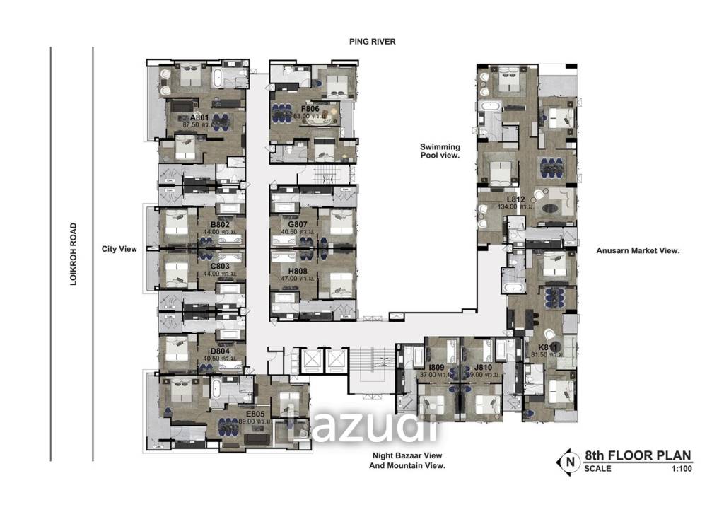 1 Bed 1 Bath 39.76 SQ.M The Erawan Condo