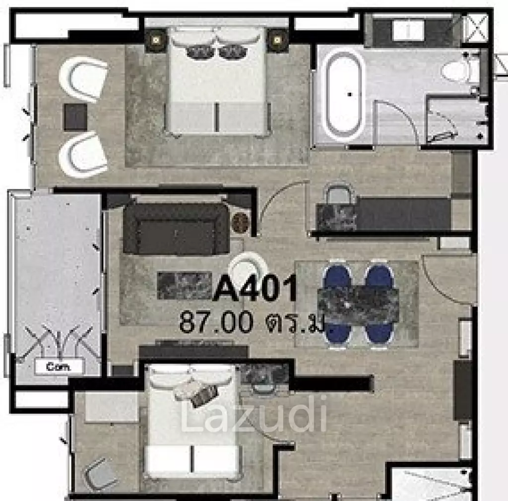 2 Bed 2 Bath 84.40 SQ.M The Erawan Condo