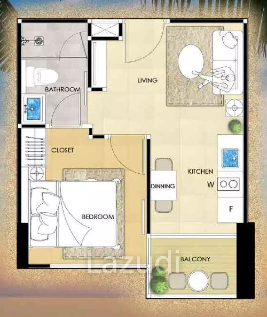 1 Bed 1 Bath 45.57 SQ.M The Riviera Ocean Drive