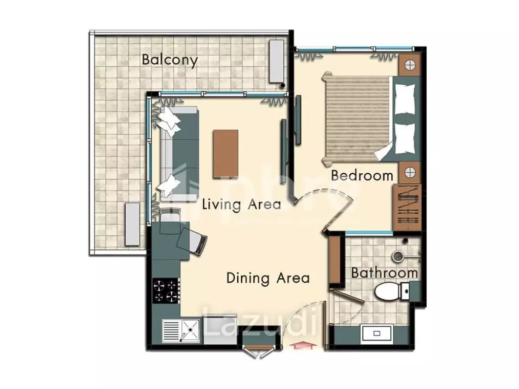 1 Bed 1 Bath 35 SQ.M City Garden Tower