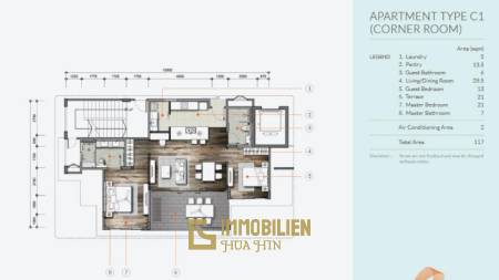 121 m² 2 Chambre 2 Salle de bain Condominium Pour Vente