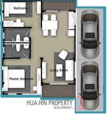 2 Beds 2 Baths 87.6 SQ.M La Vallee Village Town 2