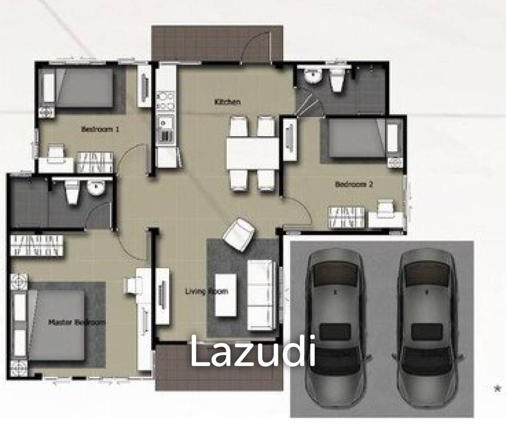 3 Bed 2 Bath 133.85 SQ.M La Vallee Residence