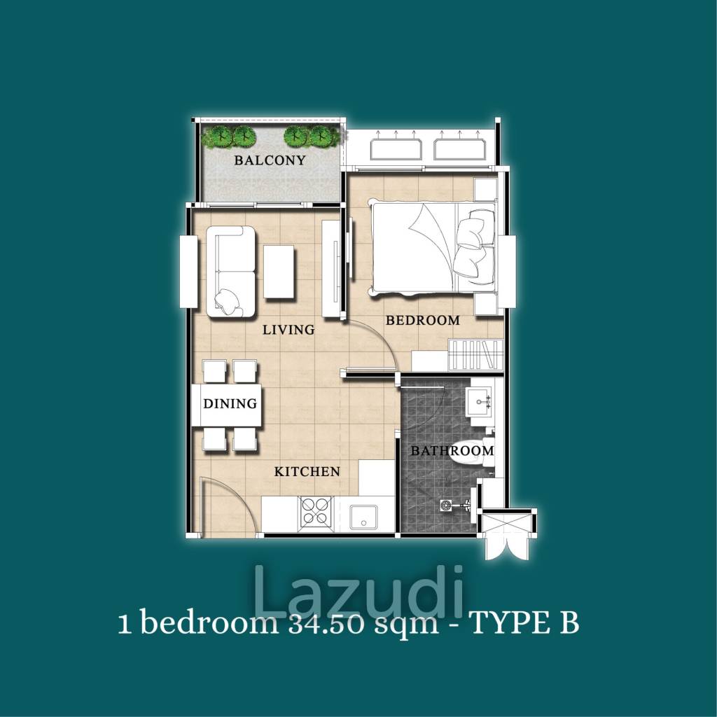 1 Bed 1 Bath 34.50 SQ.M Dusit Grand Park 2
