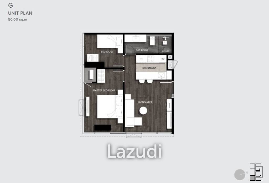 2 Bed 1 Bath 50.01 SQ.M CONNER Ratchathewi