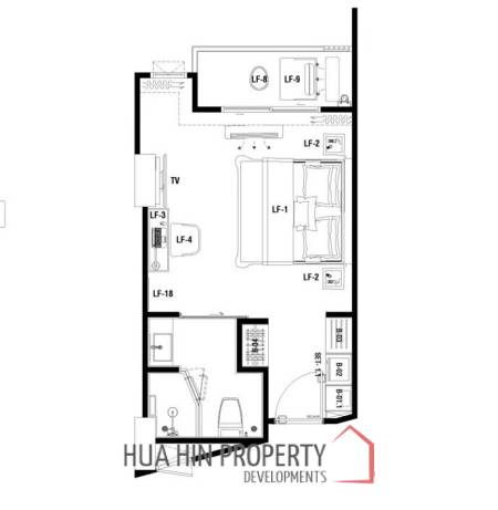 1 Bed 1 Bath 26.17 SQ.M. CARAPACE Huahin-Khaotao