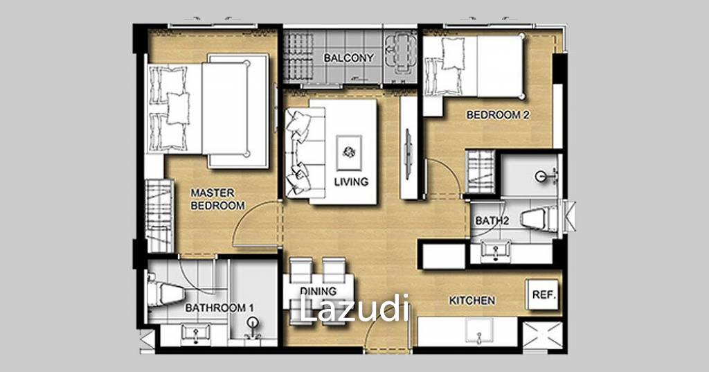 2 Bed 52.52SQ.M Diamant Condominium