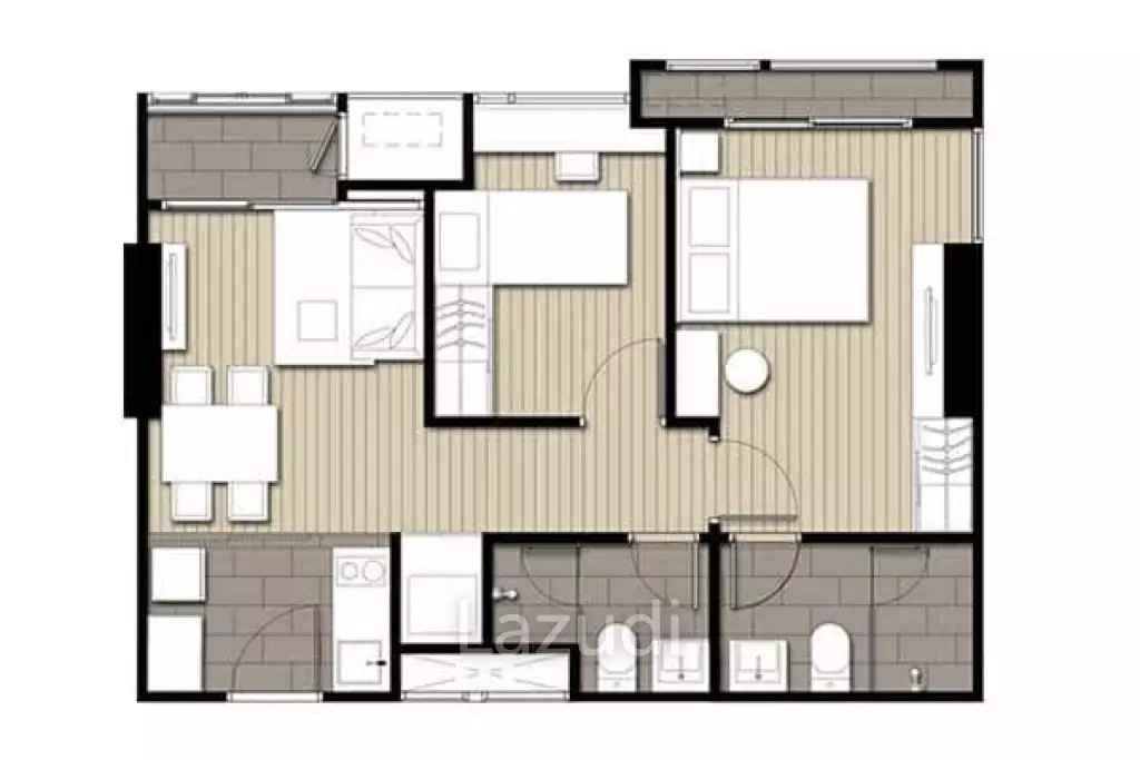 2 Bed 2 Bath 52 SQ.M Ideo Mobi Phayathai