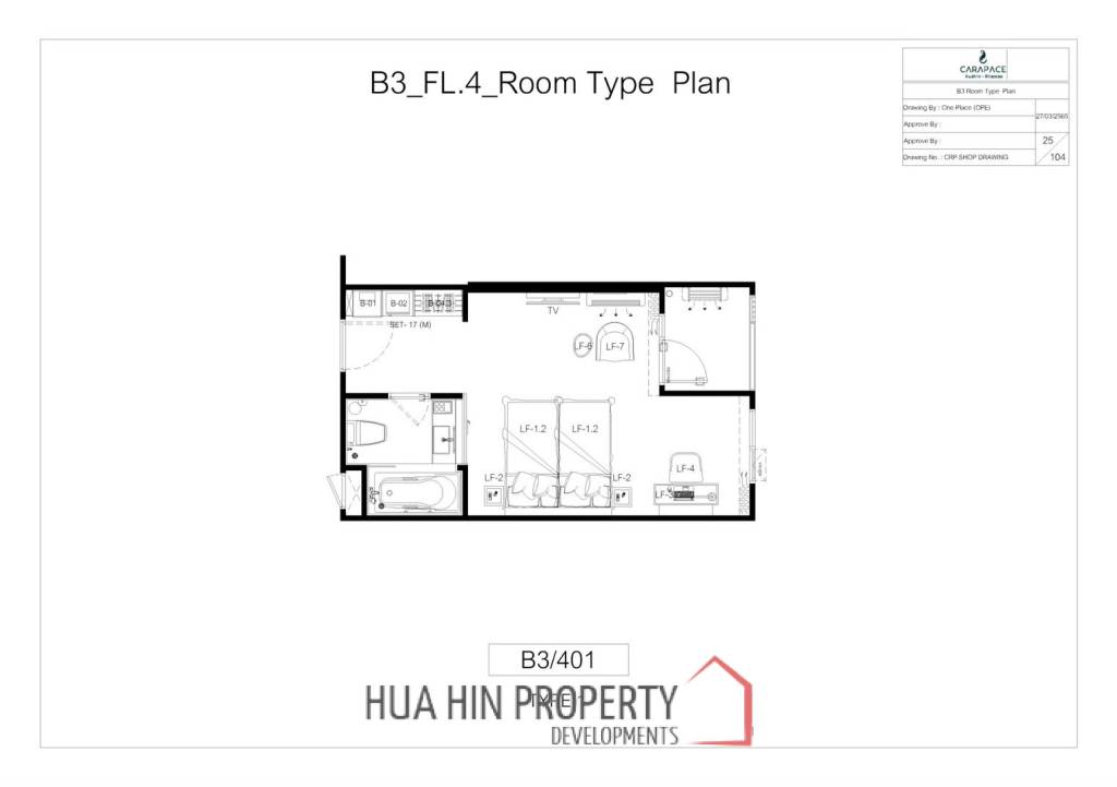 1 Bed 1 Bath 32.57 SQ.M. CARAPACE Huahin-Khaotao