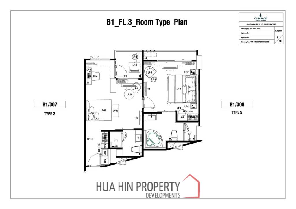 2 Bed 2 Bath 56.37 SQ.M. CARAPACE Huahin-Khaotao