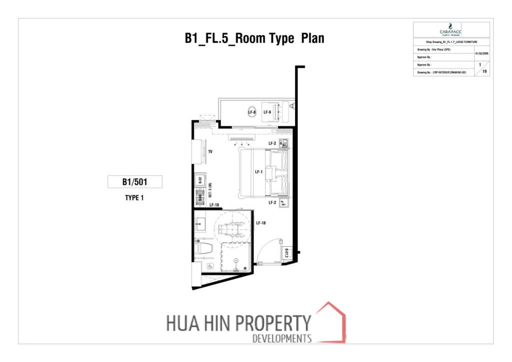 1 Bed 1 Bath 28.61 SQ.M. CARAPACE Huahin-Khaotao
