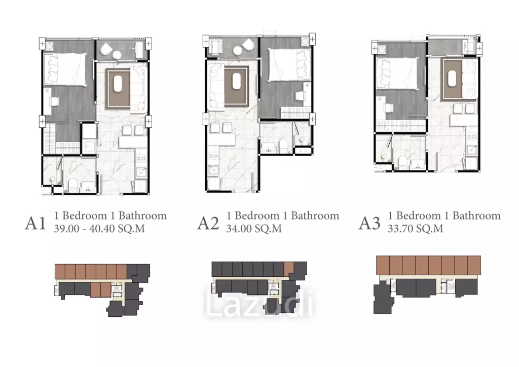 1 Bed 1 Bath 39.09 SQ.M Define by Mayfair