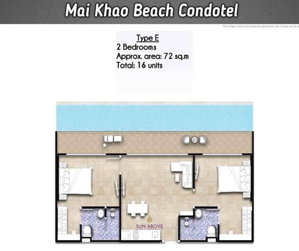 2 Bed 2 Bath 71 SQ.M Mai Khao Beach Condotel