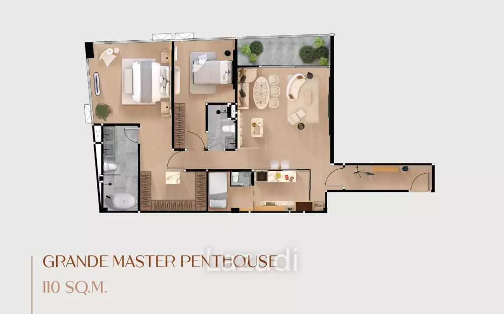 2 Bed 2 Bath 110 SQ.M Aritier Penthouse At Ari