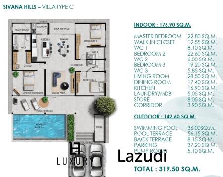 571 metro cuadrado 3 ` 3 Baño Villa de Venta