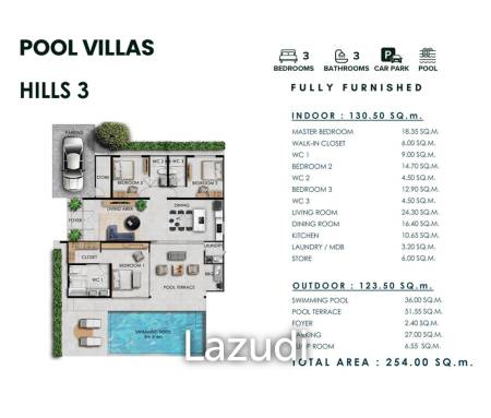 3 Bed 3 Bath 254 SQ.M  Sivana Hills Hua Hin