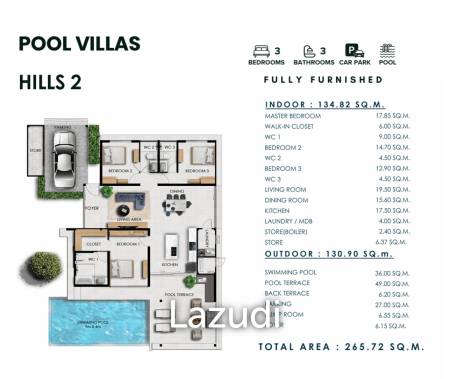 3 Bed 3 Bath 265.72 SQ.M  Sivana Hills Hua Hin