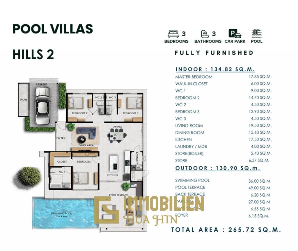 550 Kvm 3 Seng 3 Bad Villa for Salg