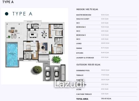 3 Bed 3 Bath 318.40 SQ.M  Sivana Hills Hua Hin