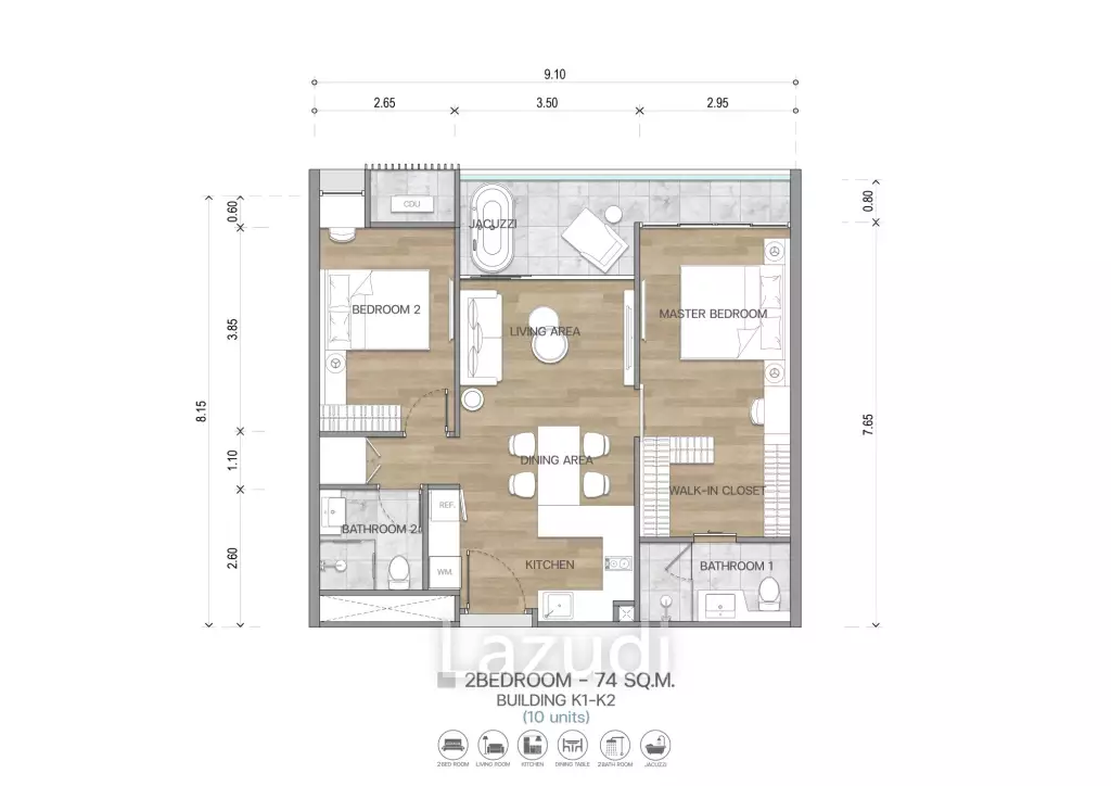 2 Bed 2 Bath 74 SQ.M The Balance By The Beach