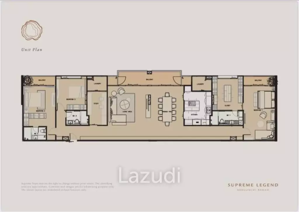 Luxury 3-Bedroom Condo in Supreme Legend Bangkok