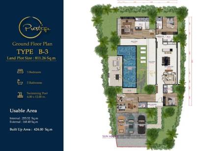 3 Bed 5 Bath 424.27 SQ.M Prestige Villa