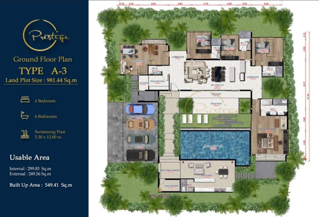 4 Bed 6 Bath 549.41 SQ.M Prestige Villa