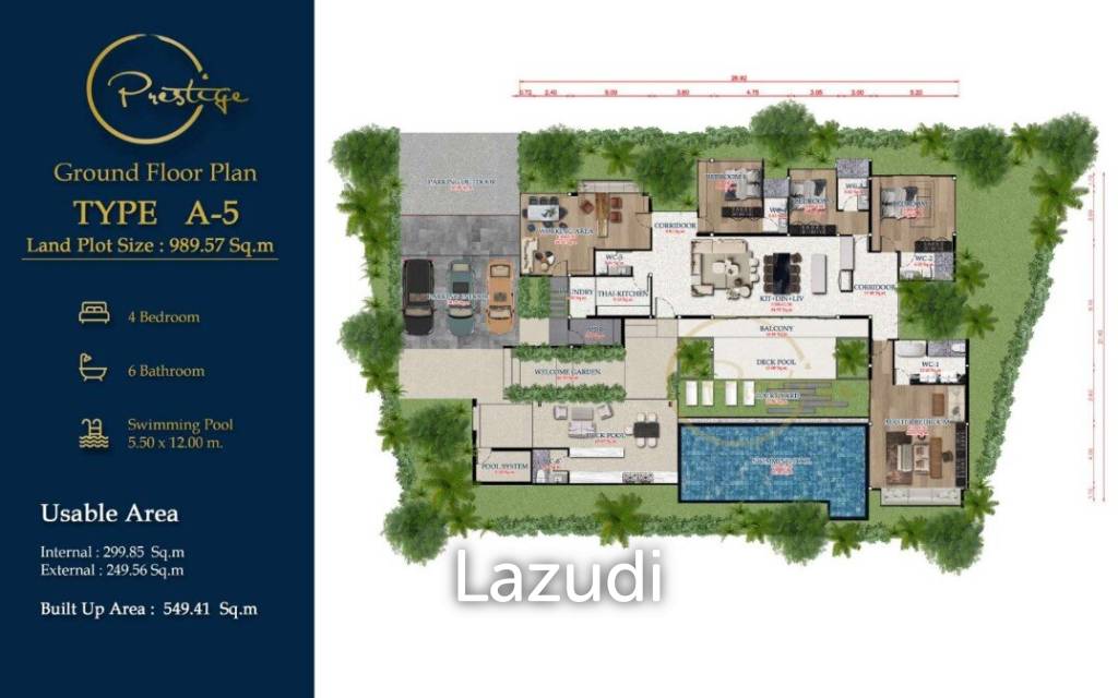 4 Bed 6 Bath 549.41 SQ.M Prestige Villa