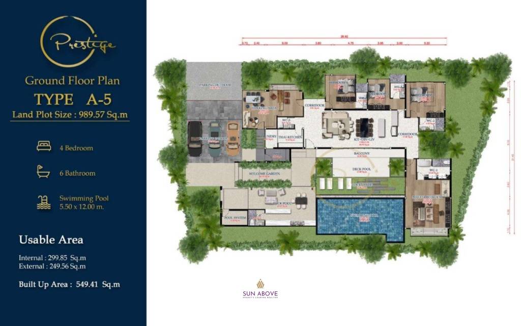 4 Bed 6 Bath 549.41 SQ.M Prestige Villa