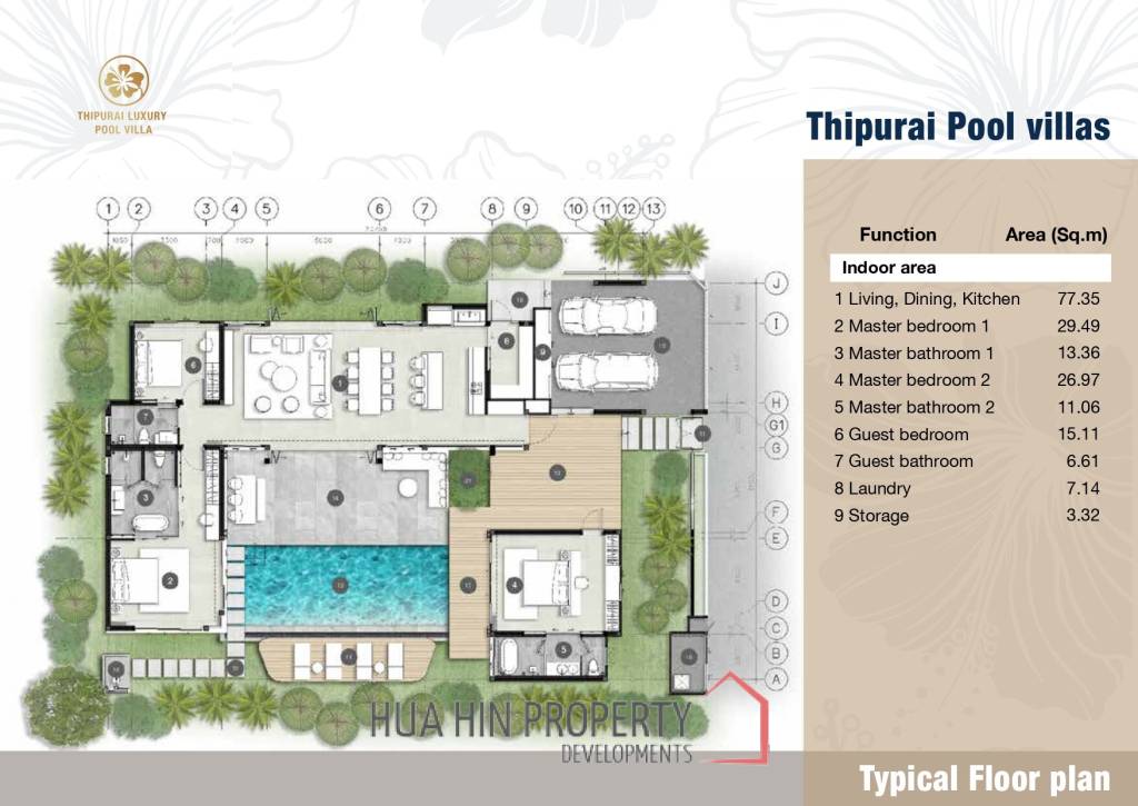 3 Beds 3 Baths 407.29 SQ.M. Thipurai Luxury Pool Villas