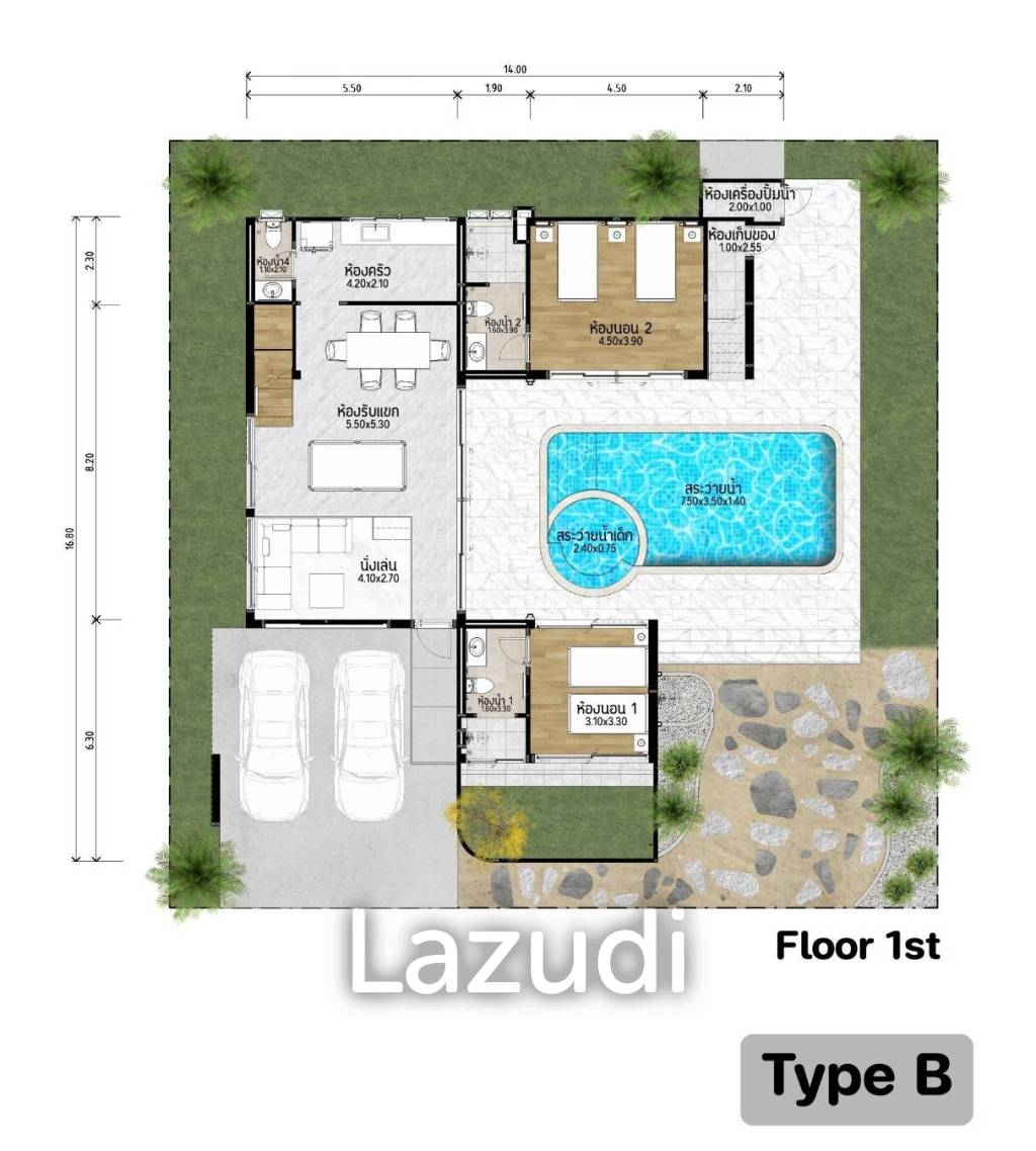 3 Bed 4 Bath 235 SQ.M. Reeva Pool Villas