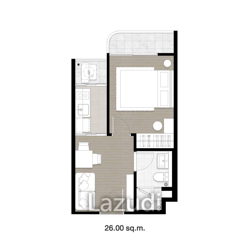 1 Bed 1 Bath 26.6 SQ.M SO Origin Pattaya